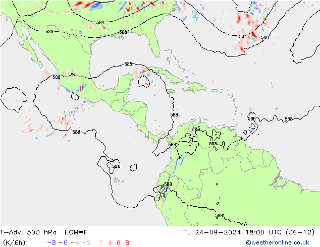 T-Adv. 500 hPa ECMWF Tu 24.09.2024 18 UTC