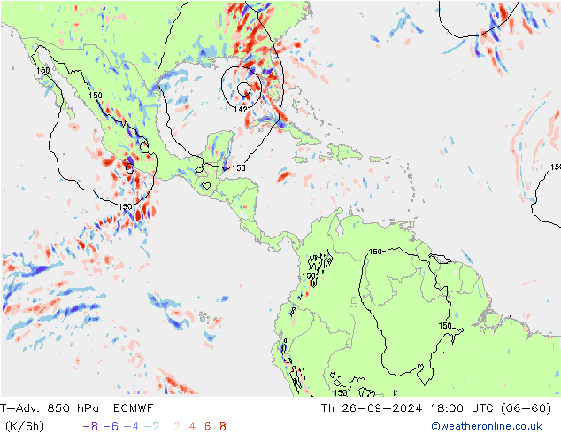 T-Adv. 850 hPa ECMWF czw. 26.09.2024 18 UTC