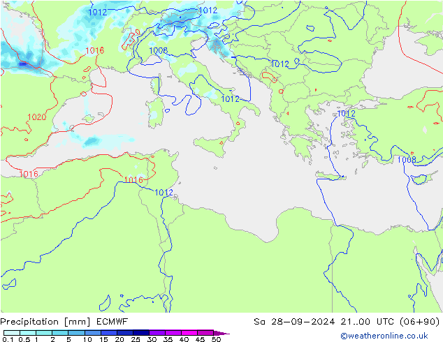 осадки ECMWF сб 28.09.2024 00 UTC