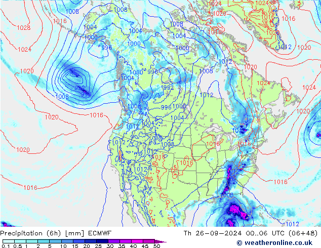 Z500/Rain (+SLP)/Z850 ECMWF Do 26.09.2024 06 UTC