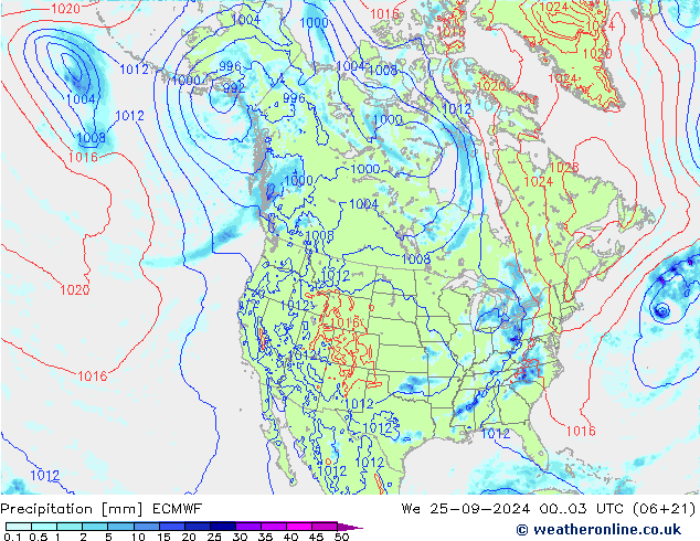 Neerslag ECMWF wo 25.09.2024 03 UTC