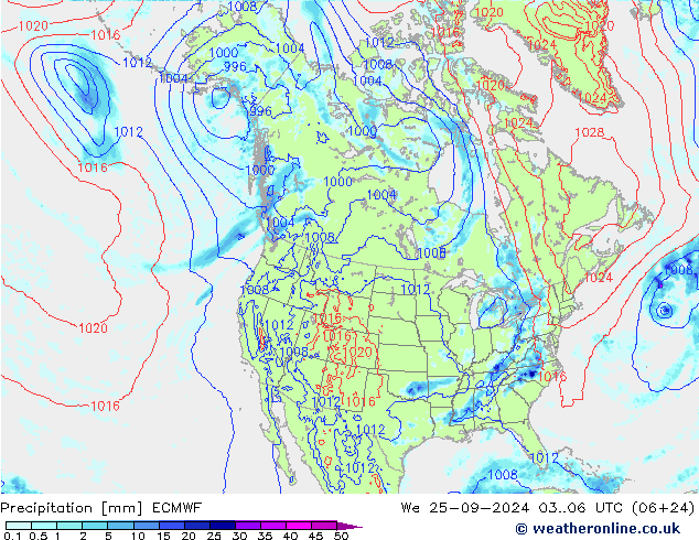 Précipitation ECMWF mer 25.09.2024 06 UTC