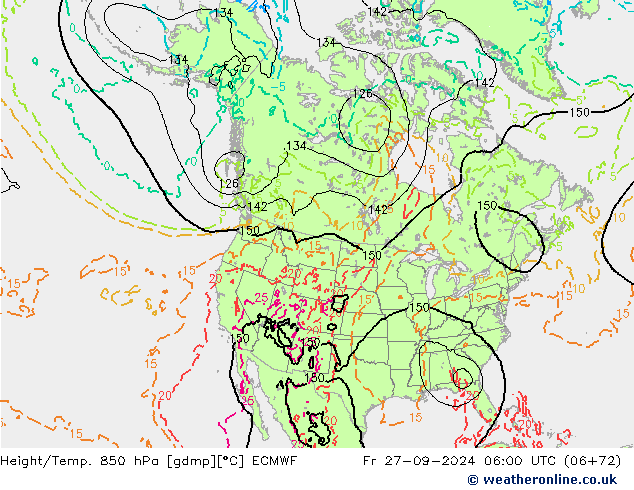 Z500/Yağmur (+YB)/Z850 ECMWF Cu 27.09.2024 06 UTC