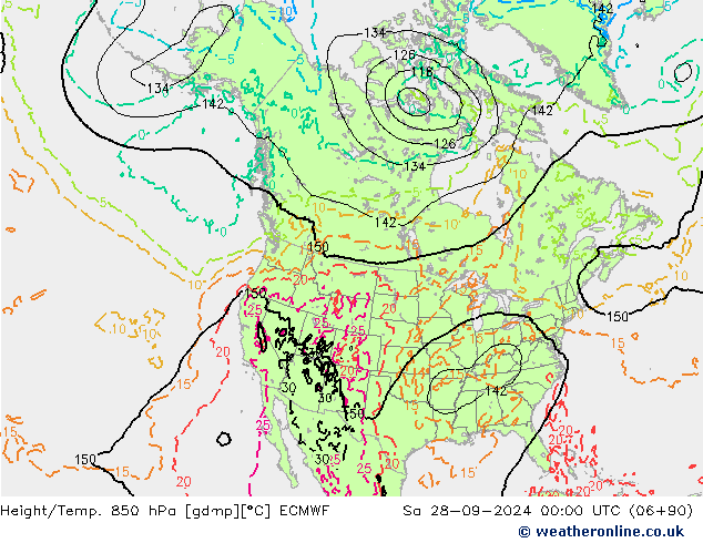 Height/Temp. 850 hPa ECMWF Sa 28.09.2024 00 UTC