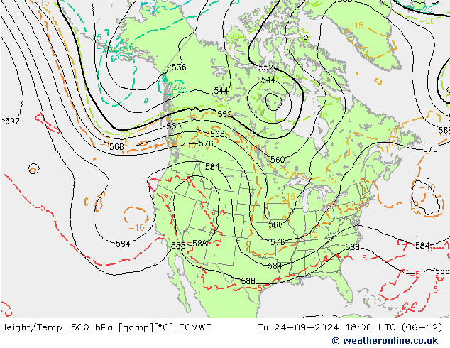 Height/Temp. 500 hPa ECMWF Tu 24.09.2024 18 UTC