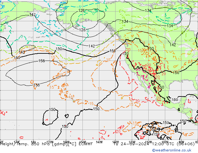 Z500/Rain (+SLP)/Z850 ECMWF вт 24.09.2024 12 UTC