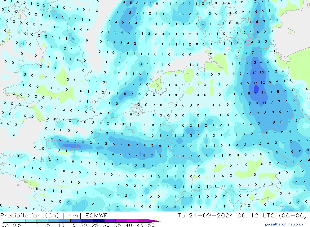 Z500/Rain (+SLP)/Z850 ECMWF Tu 24.09.2024 12 UTC