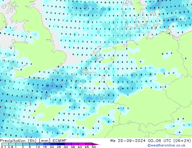 Z500/Rain (+SLP)/Z850 ECMWF Mi 25.09.2024 06 UTC