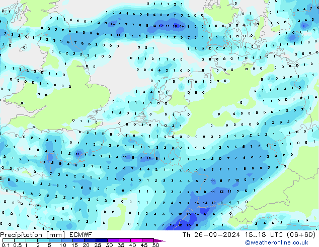 Precipitation ECMWF Th 26.09.2024 18 UTC