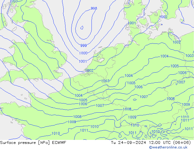 pressão do solo ECMWF Ter 24.09.2024 12 UTC