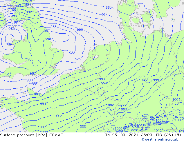 Surface pressure ECMWF Th 26.09.2024 06 UTC