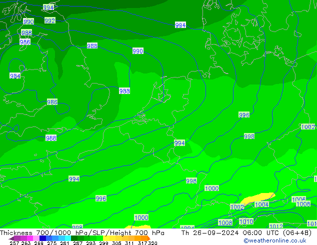 Dikte700-1000 hPa ECMWF do 26.09.2024 06 UTC