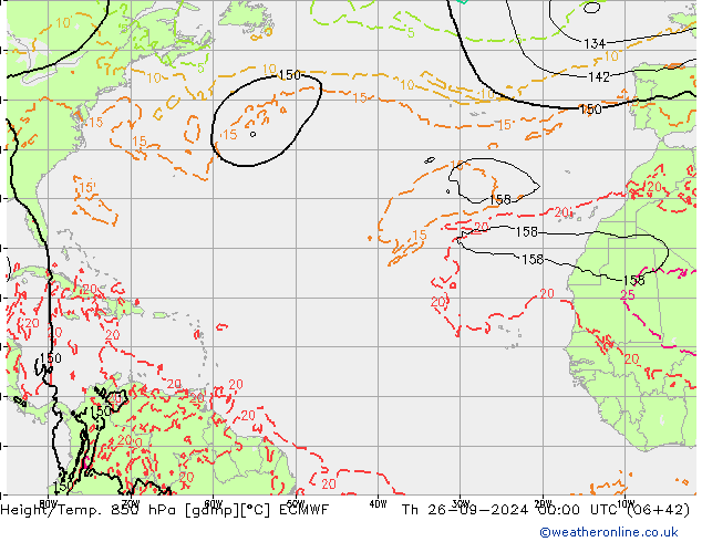 Z500/Rain (+SLP)/Z850 ECMWF jue 26.09.2024 00 UTC