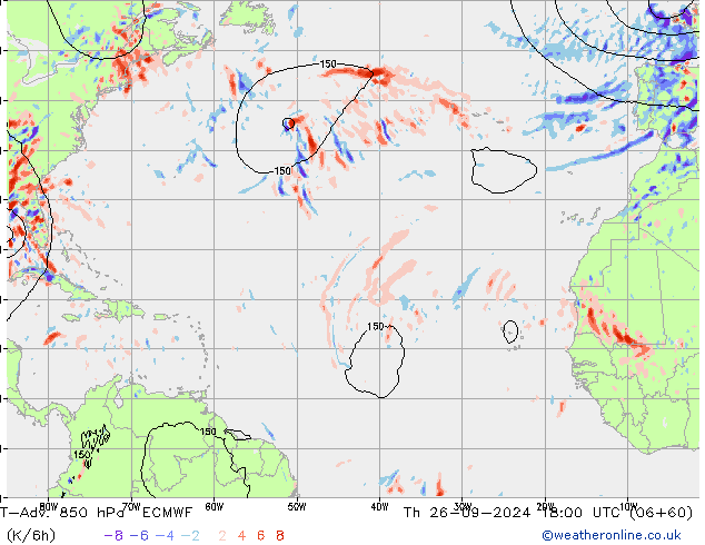 T-Adv. 850 hPa ECMWF  26.09.2024 18 UTC