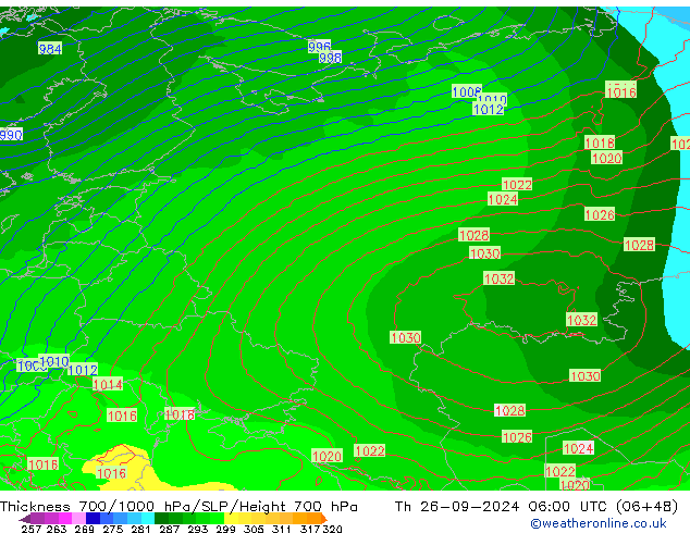 Thck 700-1000 hPa ECMWF jeu 26.09.2024 06 UTC