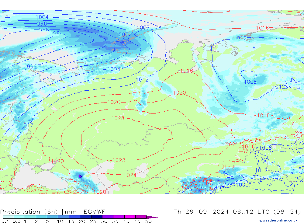 Z500/Rain (+SLP)/Z850 ECMWF Qui 26.09.2024 12 UTC