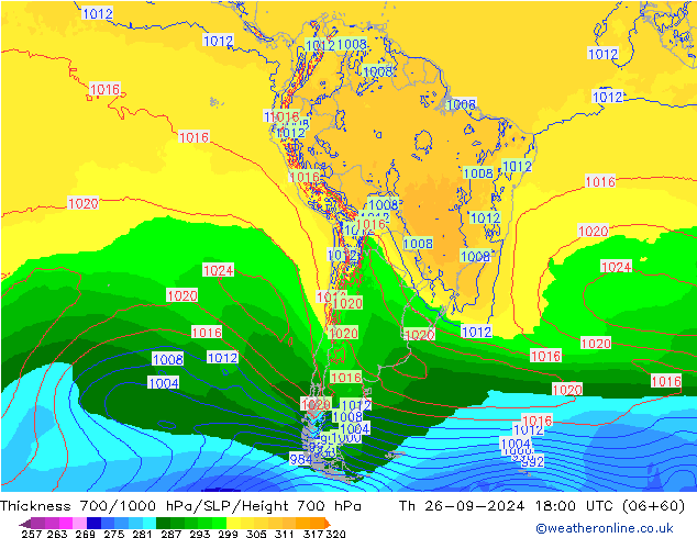 Dikte700-1000 hPa ECMWF do 26.09.2024 18 UTC