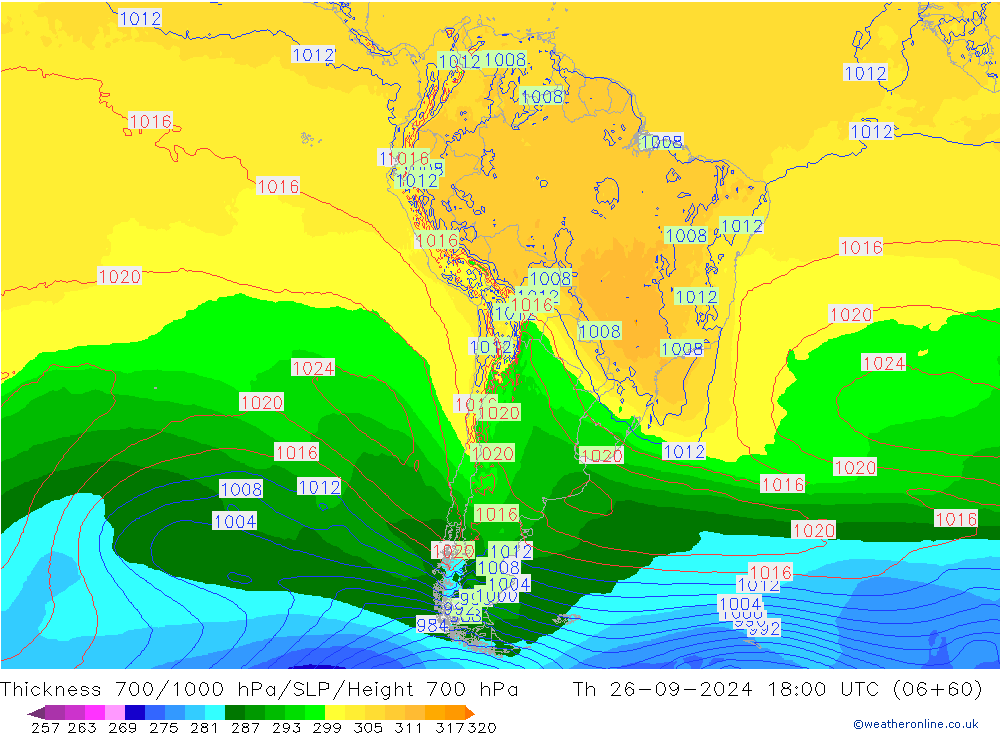 Thck 700-1000 hPa ECMWF Th 26.09.2024 18 UTC