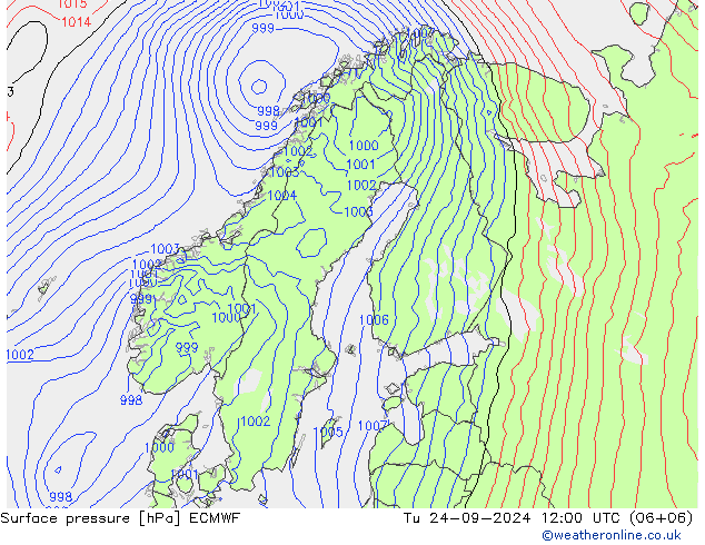 Yer basıncı ECMWF Sa 24.09.2024 12 UTC