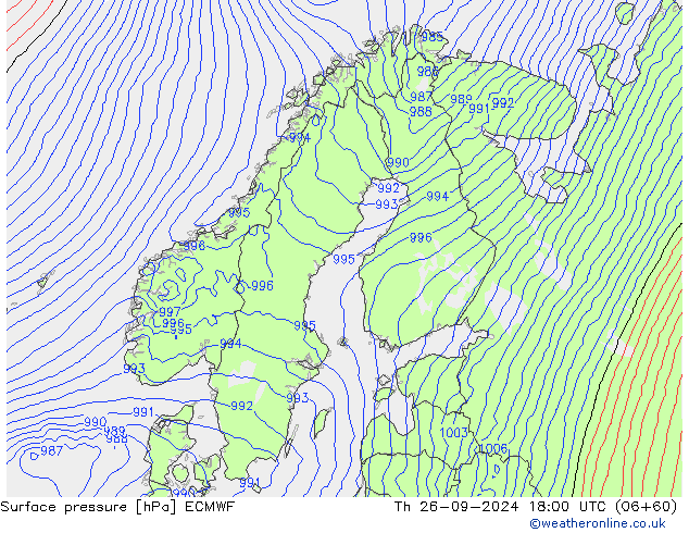 pressão do solo ECMWF Qui 26.09.2024 18 UTC