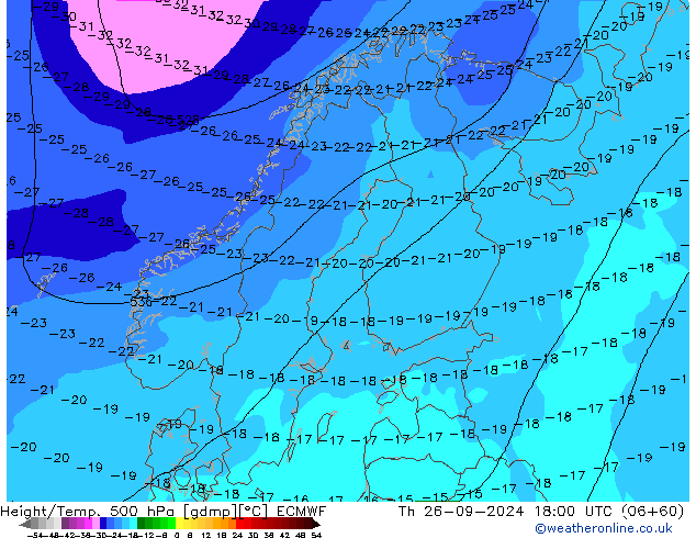 Z500/Rain (+SLP)/Z850 ECMWF czw. 26.09.2024 18 UTC