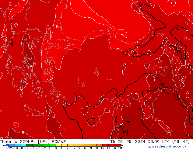 Theta-W 850hPa ECMWF gio 26.09.2024 00 UTC