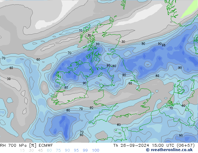 RH 700 hPa ECMWF Th 26.09.2024 15 UTC