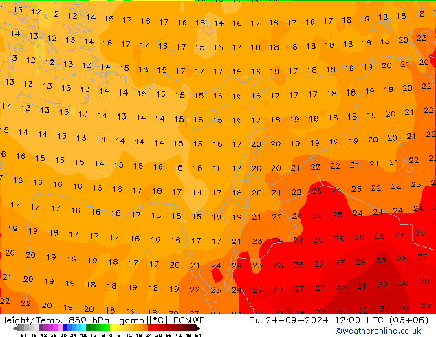 Z500/Rain (+SLP)/Z850 ECMWF Tu 24.09.2024 12 UTC