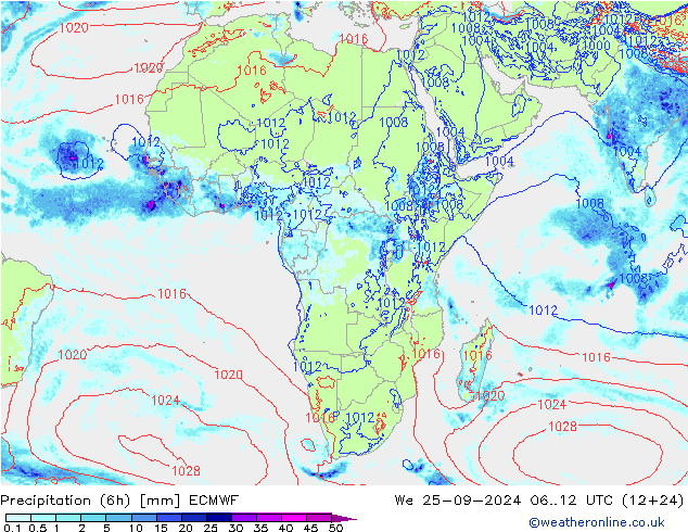 Z500/Rain (+SLP)/Z850 ECMWF Qua 25.09.2024 12 UTC