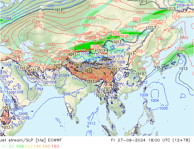 Jet stream/SLP ECMWF Fr 27.09.2024 18 UTC