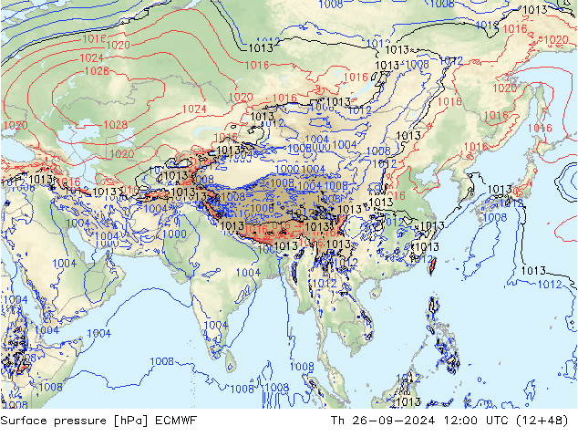 Surface pressure ECMWF Th 26.09.2024 12 UTC