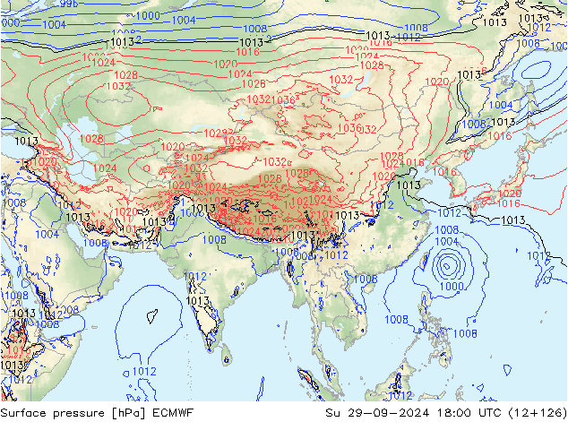 Surface pressure ECMWF Su 29.09.2024 18 UTC