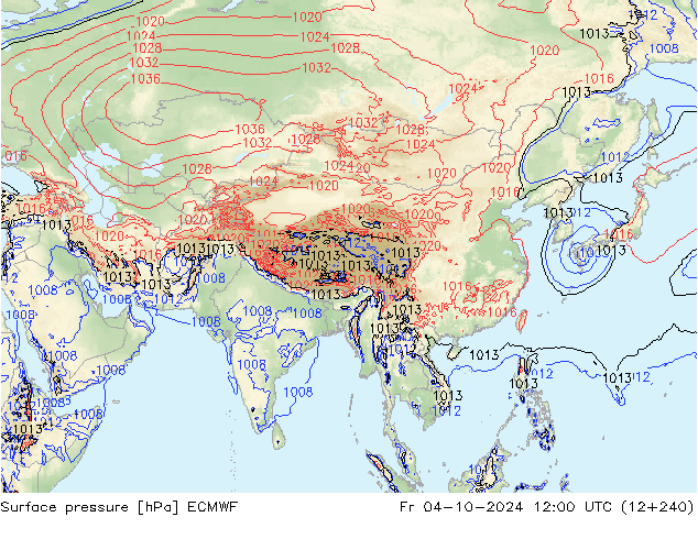 Surface pressure ECMWF Fr 04.10.2024 12 UTC