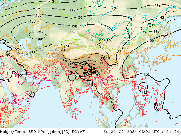 Height/Temp. 850 hPa ECMWF dom 29.09.2024 06 UTC