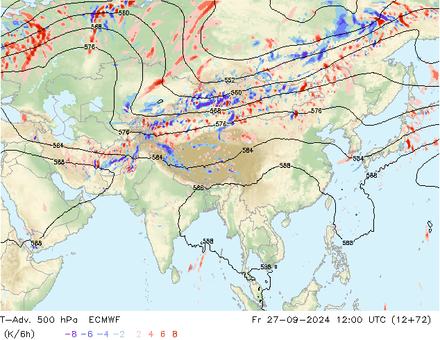 T-Adv. 500 hPa ECMWF  27.09.2024 12 UTC