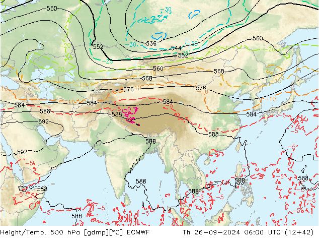 Z500/Rain (+SLP)/Z850 ECMWF Qui 26.09.2024 06 UTC