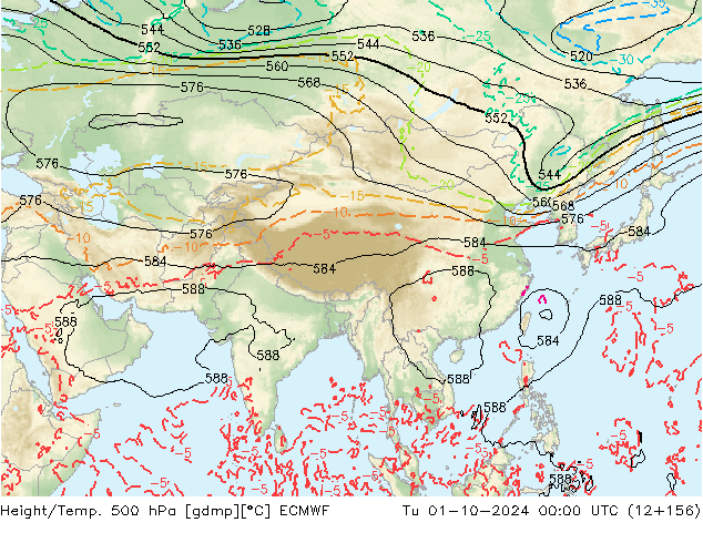 Z500/Rain (+SLP)/Z850 ECMWF Tu 01.10.2024 00 UTC