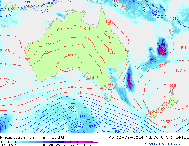 Z500/Rain (+SLP)/Z850 ECMWF Seg 30.09.2024 00 UTC