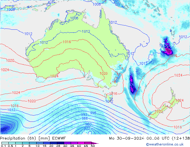 Z500/Rain (+SLP)/Z850 ECMWF pon. 30.09.2024 06 UTC