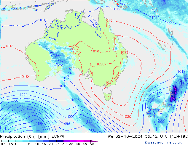 Z500/Rain (+SLP)/Z850 ECMWF Qua 02.10.2024 12 UTC