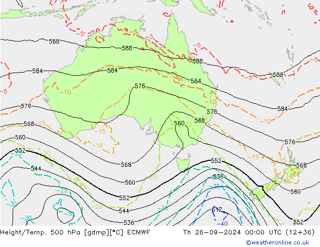 Height/Temp. 500 гПа ECMWF чт 26.09.2024 00 UTC