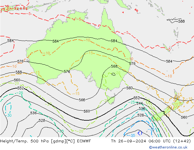 Z500/Rain (+SLP)/Z850 ECMWF Th 26.09.2024 06 UTC