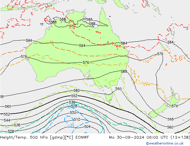 Z500/Rain (+SLP)/Z850 ECMWF pon. 30.09.2024 06 UTC