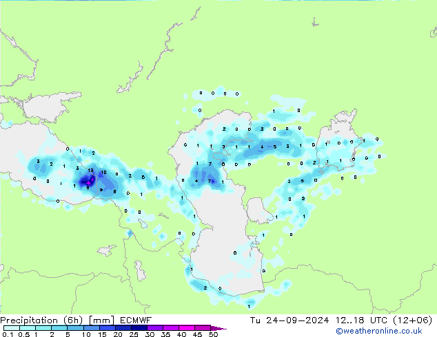 Z500/Rain (+SLP)/Z850 ECMWF wto. 24.09.2024 18 UTC