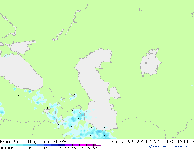 Precipitation (6h) ECMWF Mo 30.09.2024 18 UTC