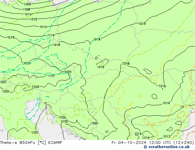 Theta-e 850hPa ECMWF Sex 04.10.2024 12 UTC