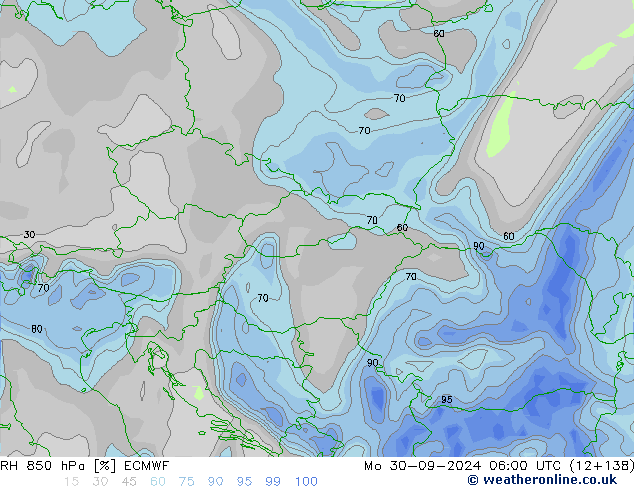 RH 850 hPa ECMWF Po 30.09.2024 06 UTC