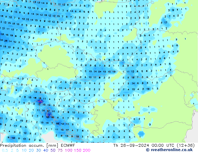 Precipitation accum. ECMWF Th 26.09.2024 00 UTC