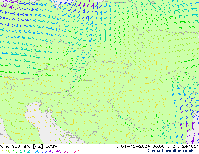 Wind 900 hPa ECMWF Di 01.10.2024 06 UTC