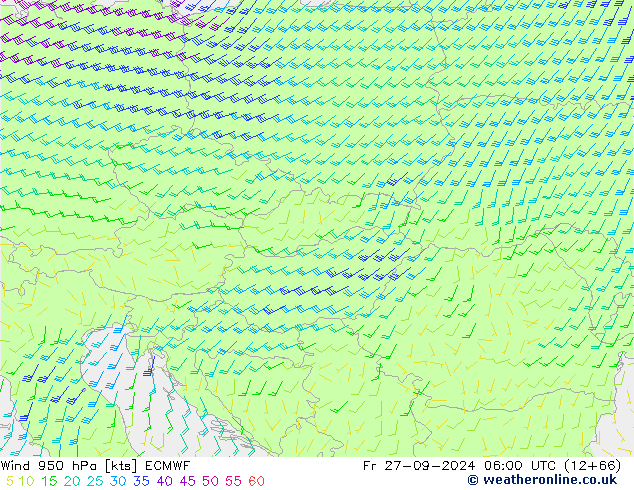 Wind 950 hPa ECMWF Fr 27.09.2024 06 UTC